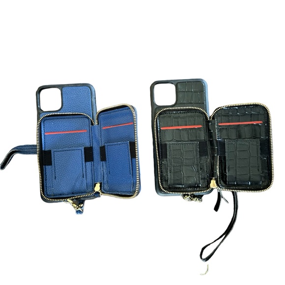 ZVE Iphone 11 pro max wallet case 1 in blue & 1 in black like new 2 for 1 price. - Picture 2 of 3